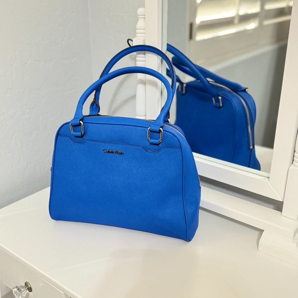 Calvin Klein Blue Dome Satchel Purse - Picture 6 of 10